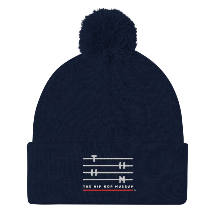 pom pom knit cap navy front 66fdaae17eb47