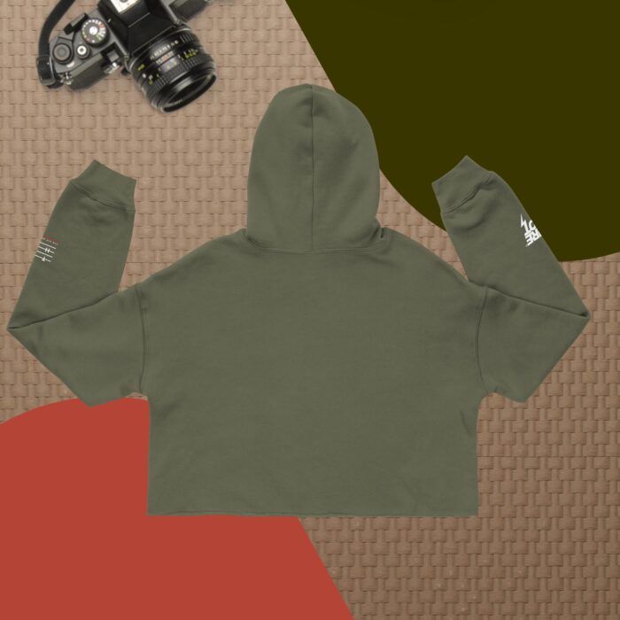 womens cropped hoodie military green back 684390b43bd91